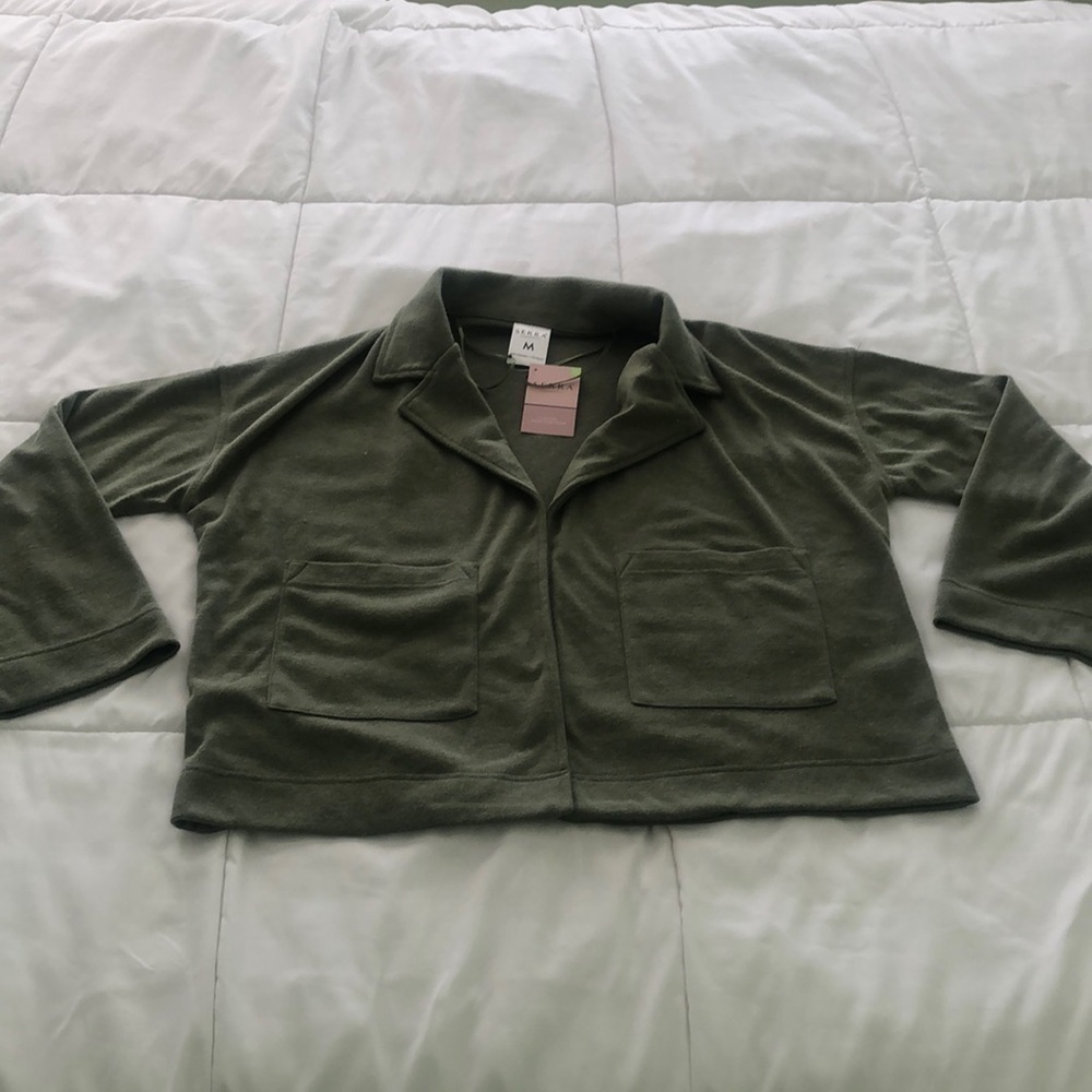 NWT Serra ladies open coatigan olive green sweater coat 🧥 with 2 pockets
